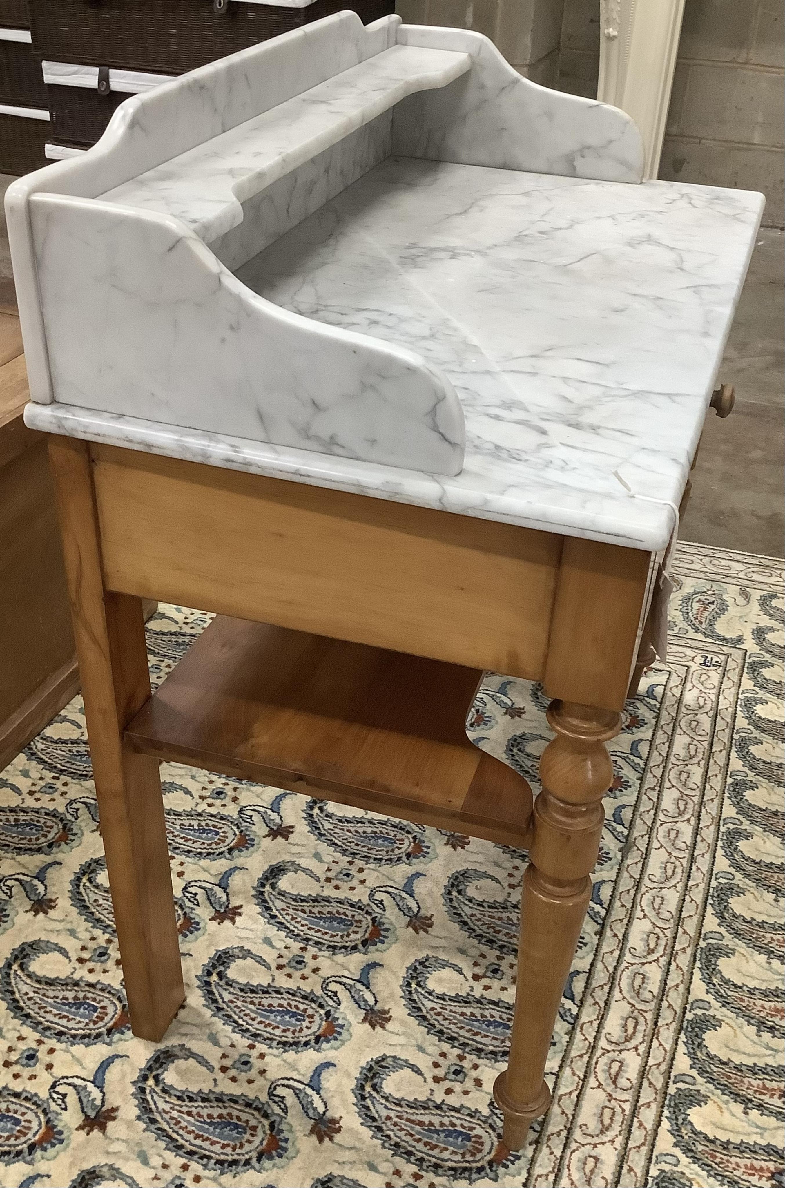 A 19th century French marble top wash stand, width 89cm, depth 50cm, height 92cm. Condition - fair